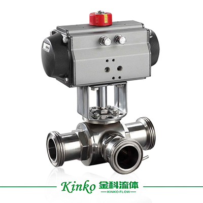 Pneumatic Sanitary Three Way Ball Valve